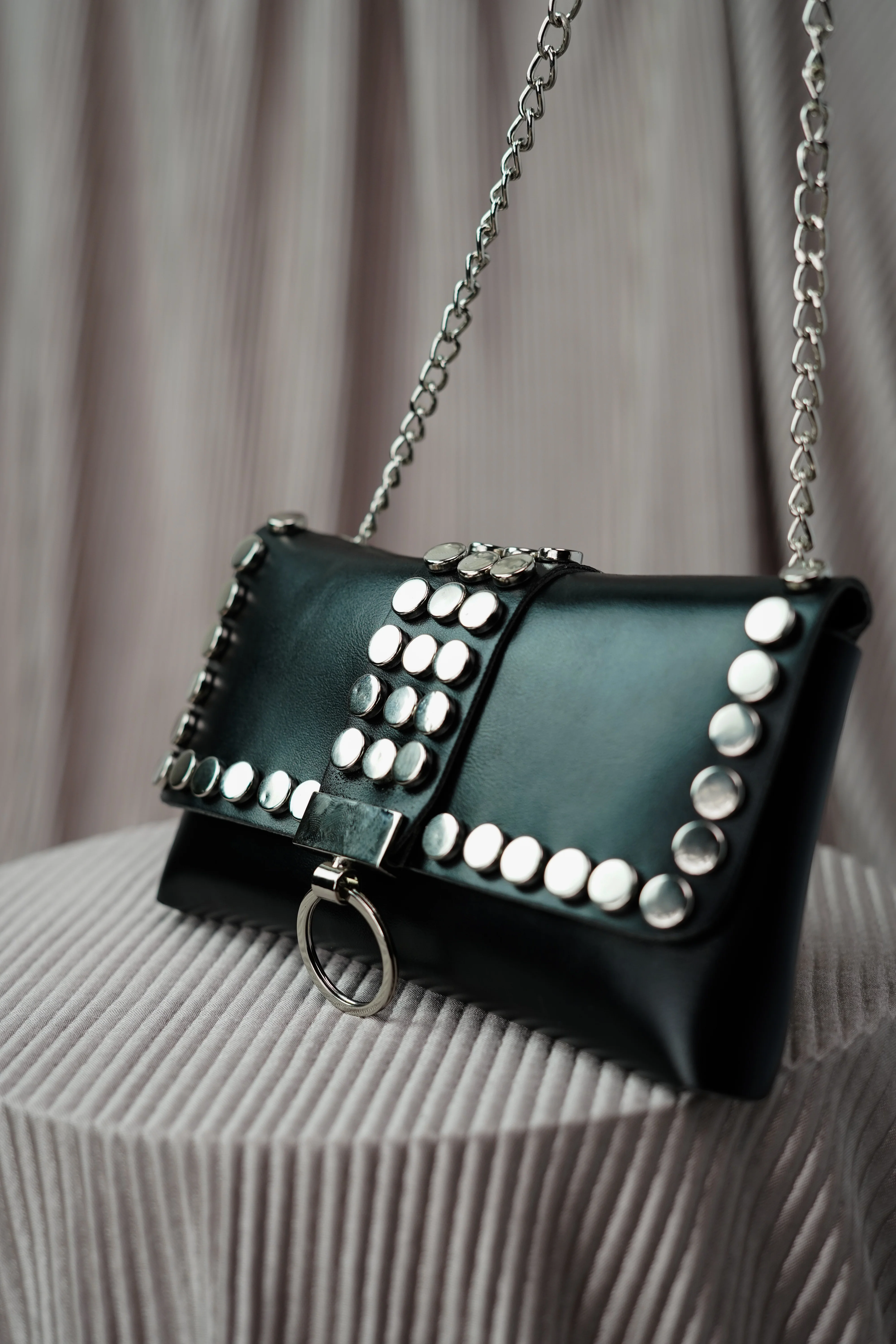 Black Studded Waist Belt Bag