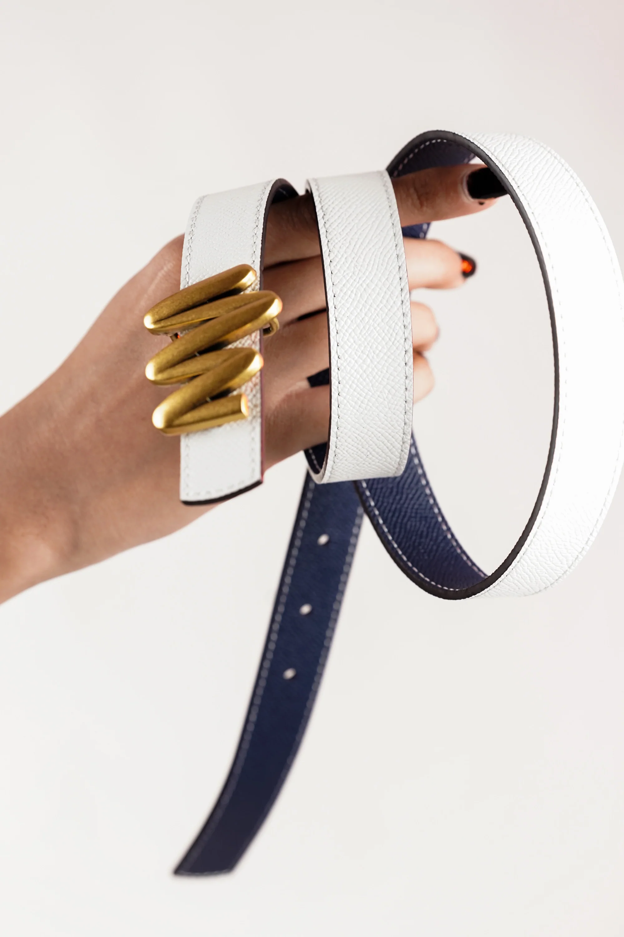 White Blue Beat Reversible Belt