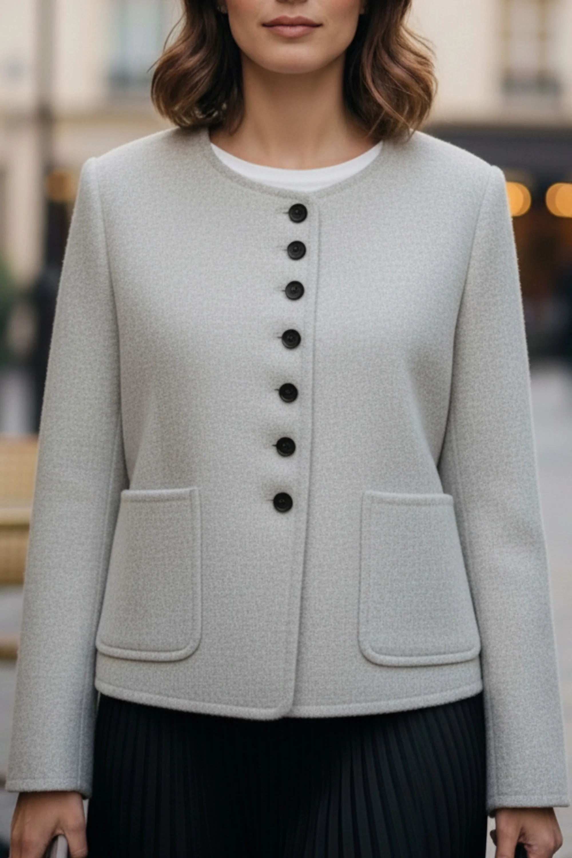 Cloud Grey Double-Sided Cashmere  Blazer