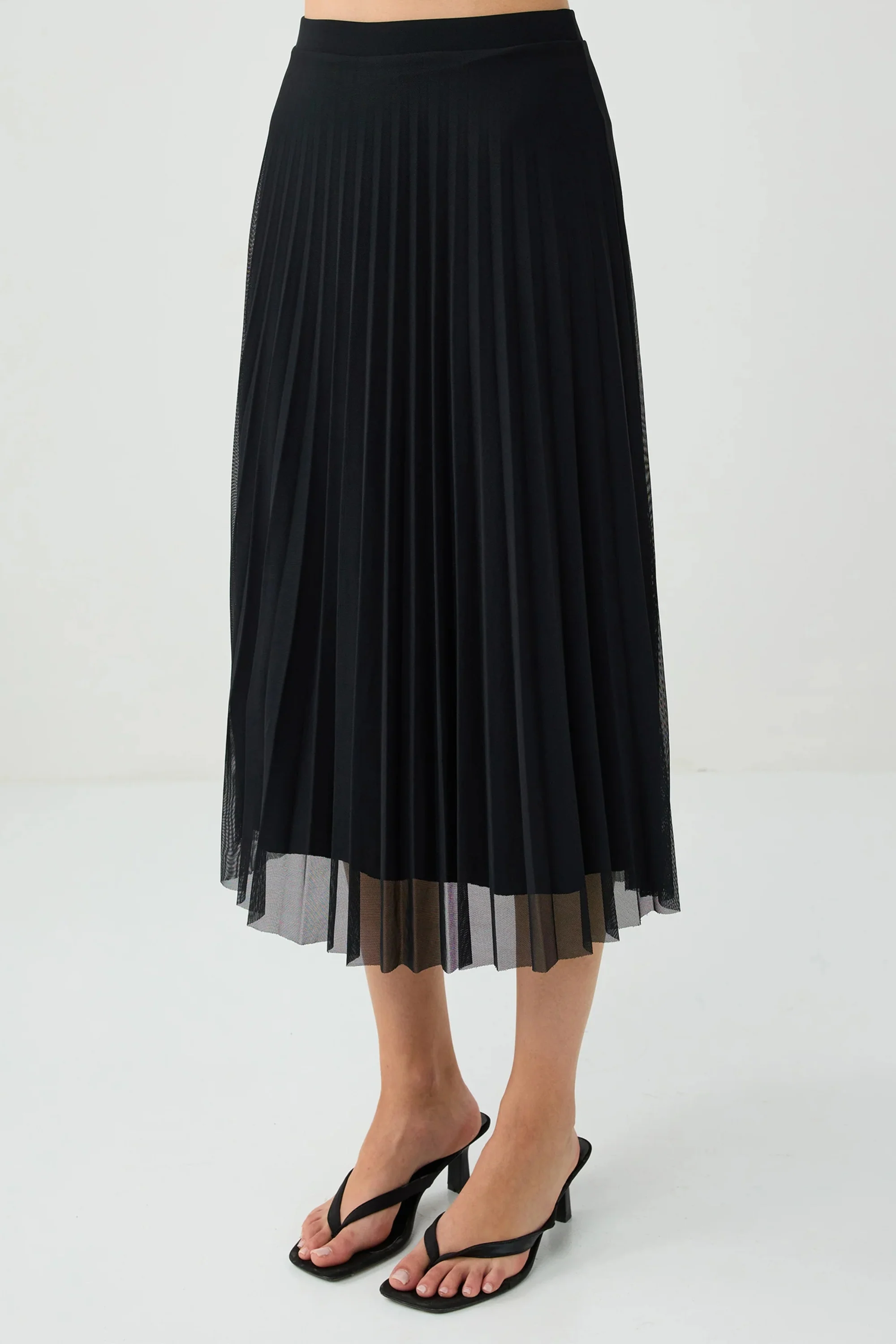 Midnight Mesh Pleated Skirt