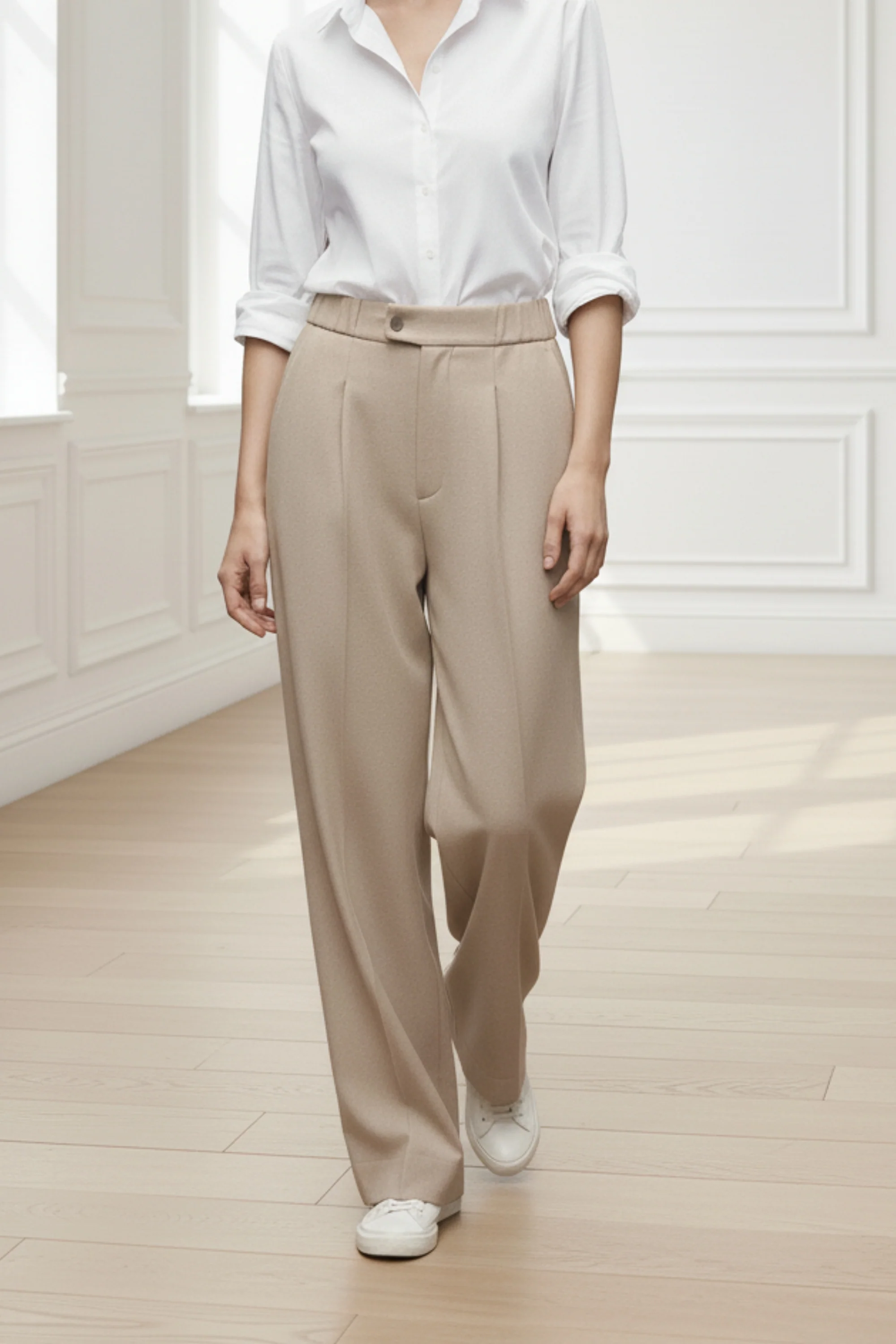 Beige Mist Wide Leg Trouser